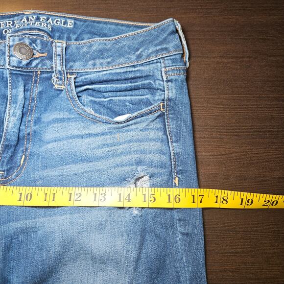 American Eagle Jegging Women’s 8R Blue Super Stretch Distressed Skinny Jeans Y2K - Picture 10 of 12